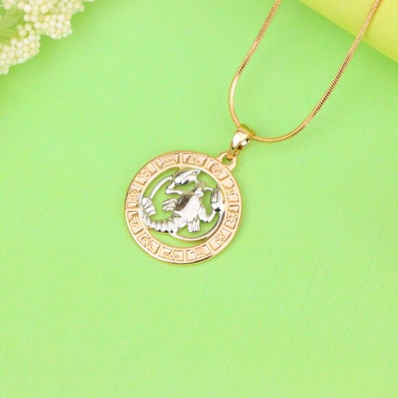 "Rose Gold Cancer Zodiac Pendant with Crab Symbol and Sign Circle, XPPT1448 - Picture 3 of 13